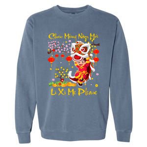 Happy Vietnamese Lunar New Year Of The Snake Li Xi Me Please Garment-Dyed Sweatshirt