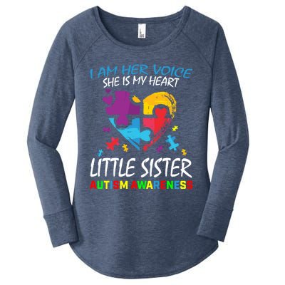 Her Voice My Heart Little Sister Autism Awareness Sibling Cool Gift Women's Perfect Tri Tunic Long Sleeve Shirt