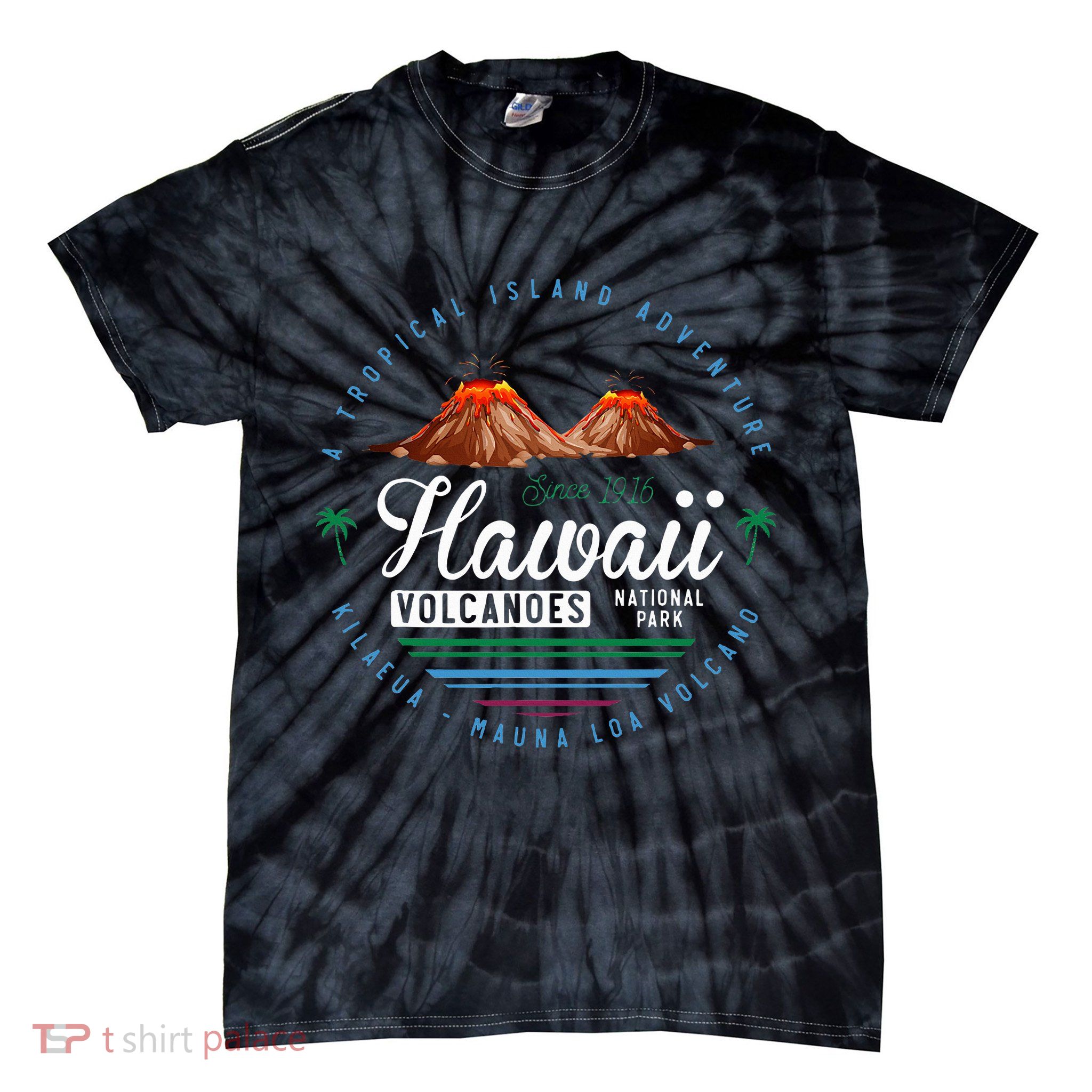 Hawaii Volcanoes National Park Kilauea Mauna Tie-Dye T-Shirt
