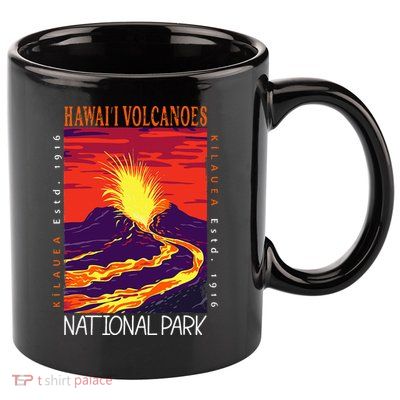 Hawaii Volcanoes National Park Kilauea Volcano Vintage 11oz C Handle Ceramic Mug
