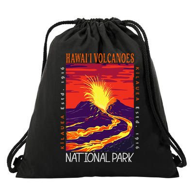 Hawaii Volcanoes National Park Kilauea Volcano Vintage Drawstring Bag