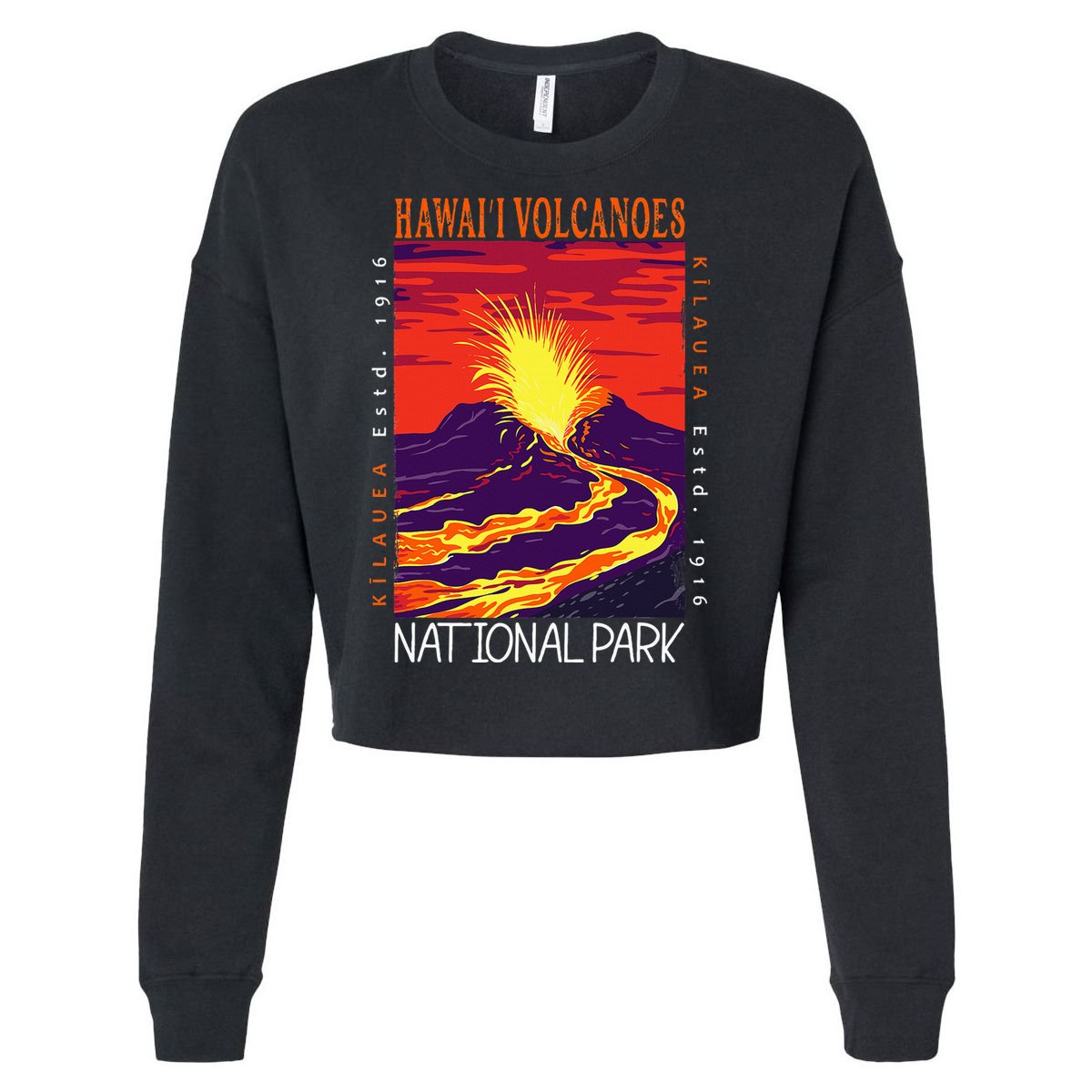 Hawaii Volcanoes National Park Kilauea Volcano Vintage Cropped Pullover Crew