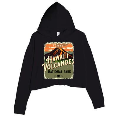 Hawaii Volcanoes National Park Usa Vintage Travel Souvenir Crop Fleece Hoodie