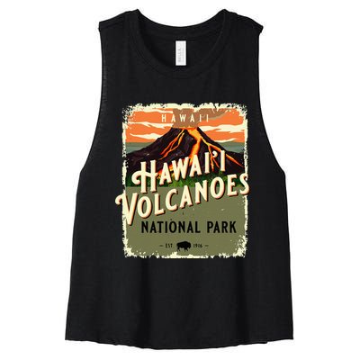 Hawaii Volcanoes National Park Usa Vintage Travel Souvenir Women's Racerback Cropped Tank