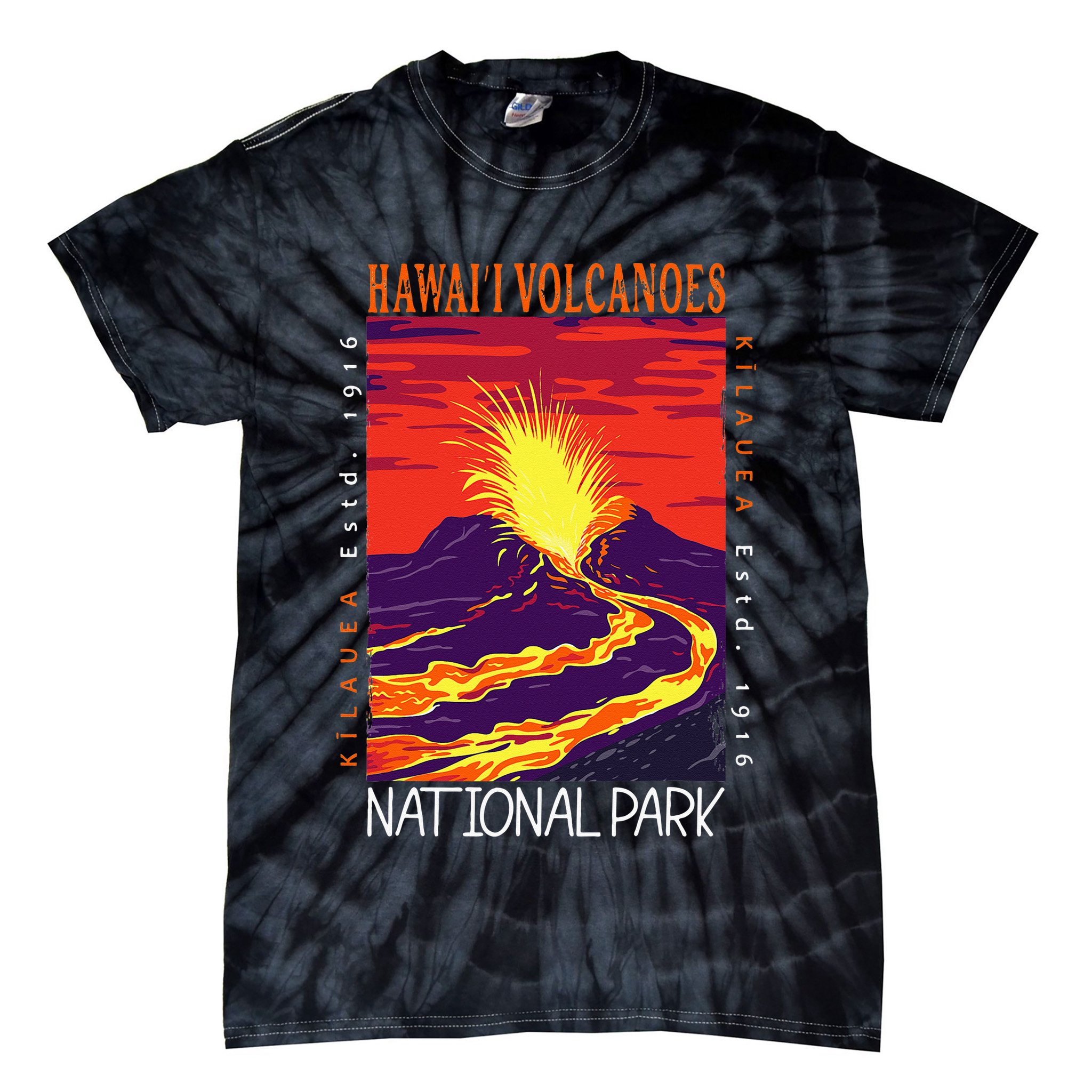 Hawaii Volcanoes National Park Kilauea Volcano Vintage Tie-Dye T-Shirt