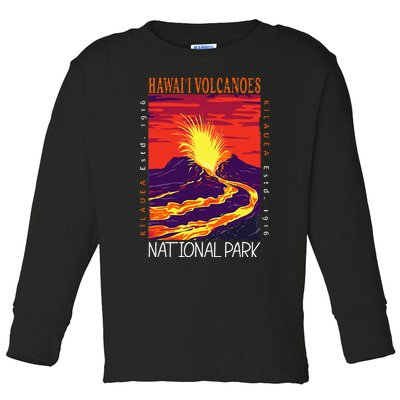 Hawaii Volcanoes National Park Kilauea Volcano Vintage Toddler Long Sleeve Shirt