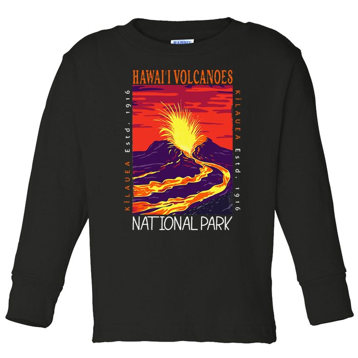 Hawaii Volcanoes National Park Kilauea Volcano Vintage Toddler Long Sleeve Shirt