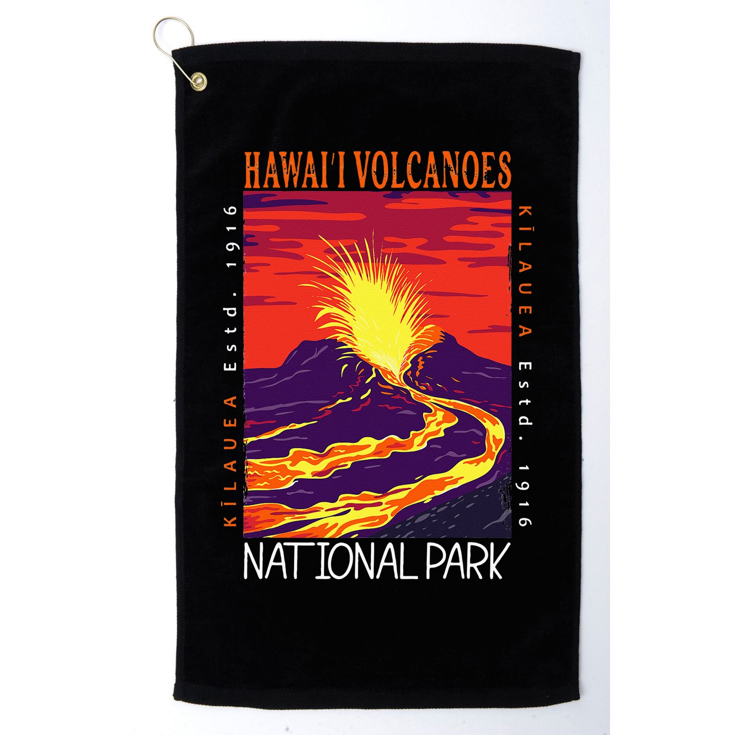 Hawaii Volcanoes National Park Kilauea Volcano Vintage Golf Towel