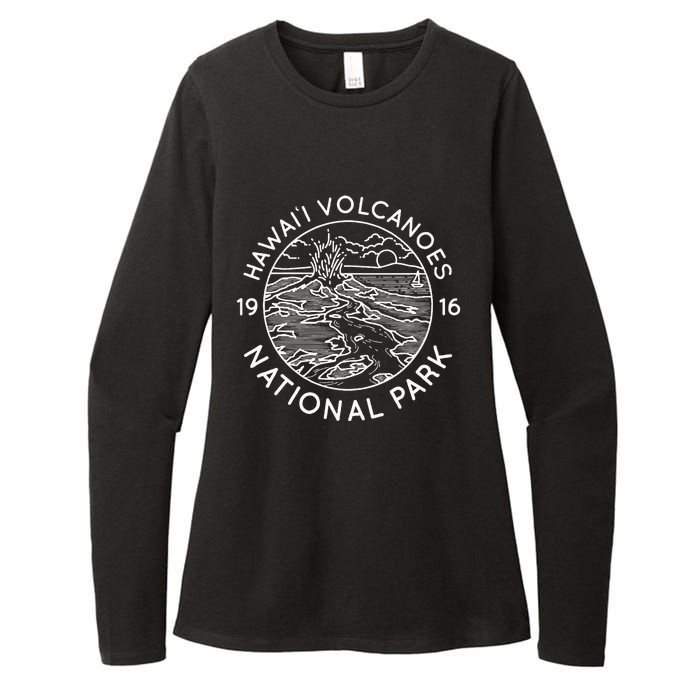 Hawaii Volcanoes National Park Cool White Line Art Outdoor Womens CVC Long Sleeve Shirt