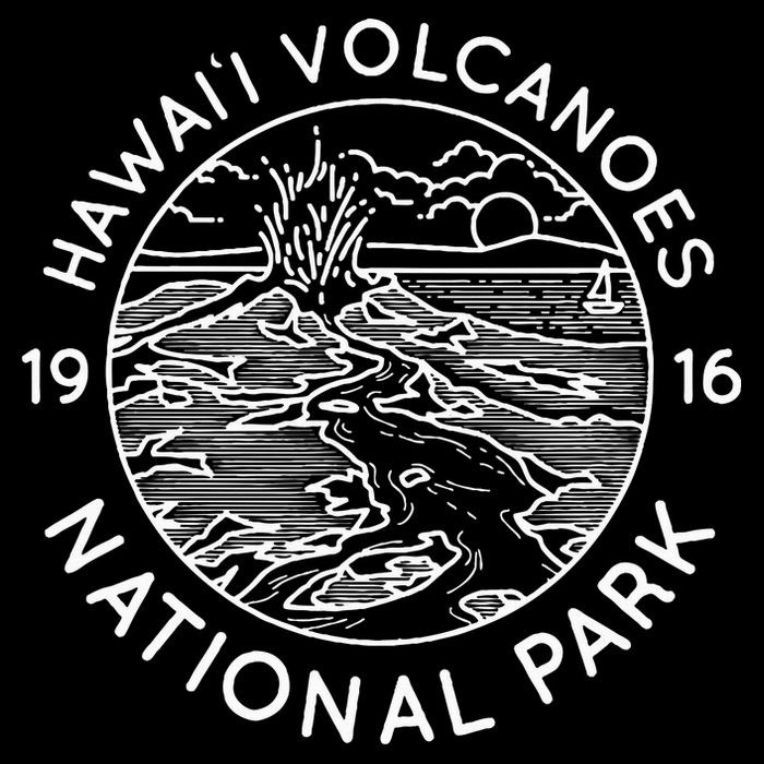 Hawaii Volcanoes National Park Cool White Line Art Outdoor 16 in Basic Backpack