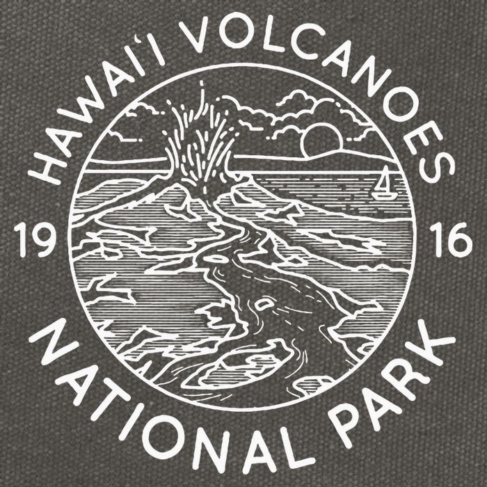 Hawaii Volcanoes National Park Cool White Line Art Outdoor Cotton Canvas Backpack
