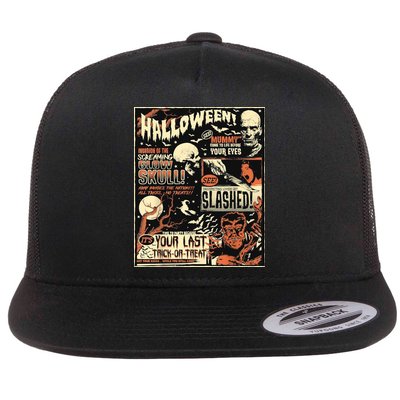 Halloween Vintage Poster Horror Movies Comic Flatbill Hat