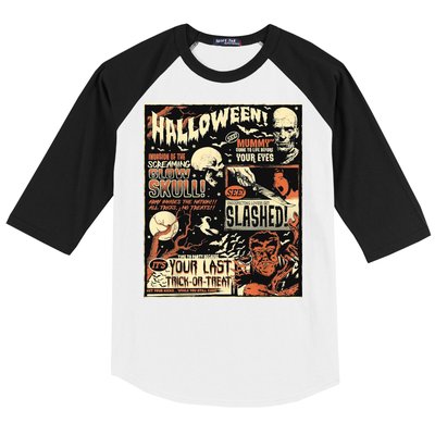 Halloween Vintage Poster Horror Movies Comic Baseball Sleeve Shirt