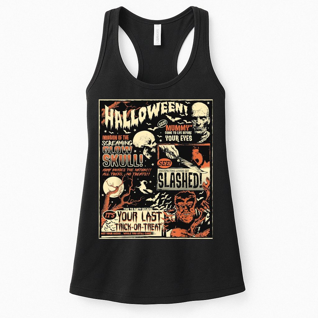 Halloween Vintage Poster Horror Movies Comic Womens Tank Top