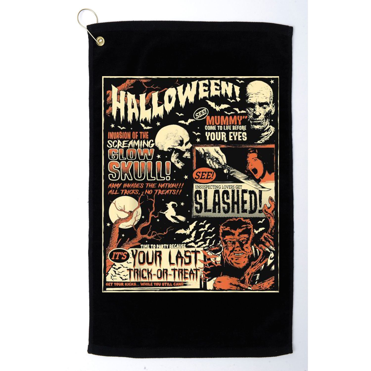 Halloween Vintage Poster Horror Movies Comic Golf Towel