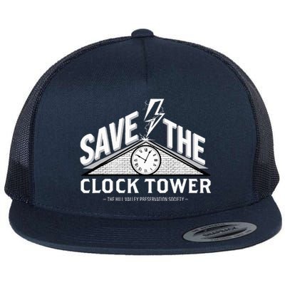 Hill Valley Preservation Society Save The Clock Tower Flat Bill Trucker Hat