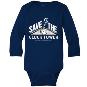 Hill Valley Preservation Society Save The Clock Tower Baby Long Sleeve Bodysuit