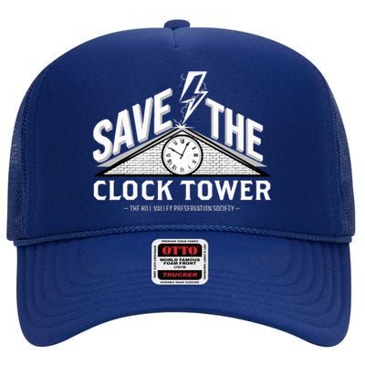 Hill Valley Preservation Society Save The Clock Tower High Crown Mesh Back Trucker Hat