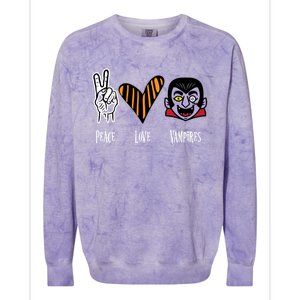 Halloween Vampire Peace Love Halloween Gift Colorblast Crewneck Sweatshirt