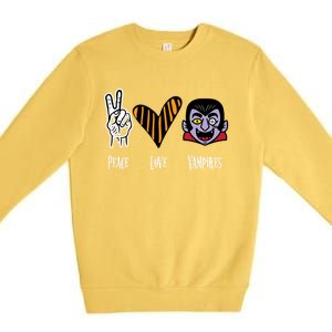 Halloween Vampire Peace Love Halloween Gift Premium Crewneck Sweatshirt