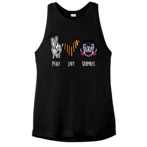 Halloween Vampire Peace Love Halloween Gift Ladies PosiCharge Tri-Blend Wicking Tank