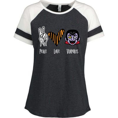 Halloween Vampire Peace Love Halloween Gift Enza Ladies Jersey Colorblock Tee