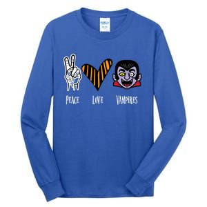 Halloween Vampire Peace Love Halloween Gift Tall Long Sleeve T-Shirt