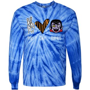 Halloween Vampire Peace Love Halloween Gift Tie-Dye Long Sleeve Shirt