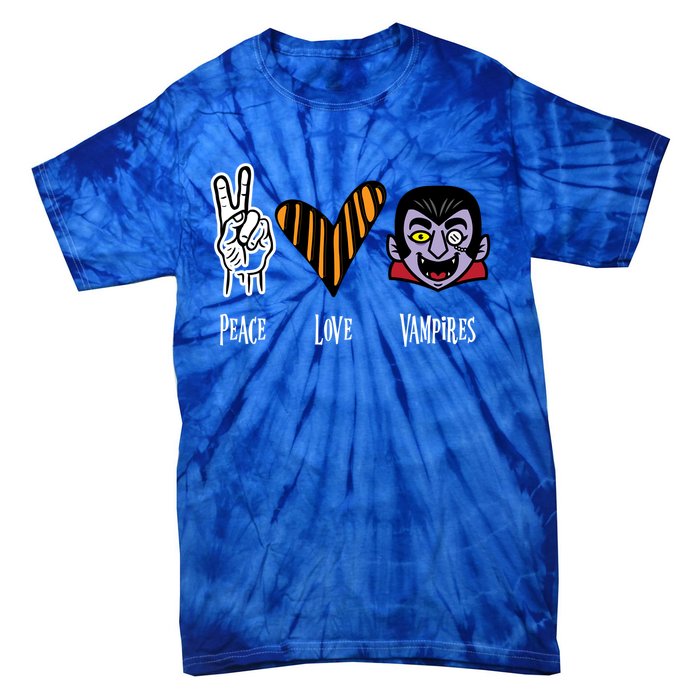 Halloween Vampire Peace Love Halloween Gift Tie-Dye T-Shirt