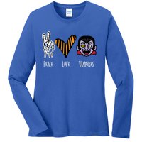 Halloween Vampire Peace Love Halloween Gift Ladies Long Sleeve Shirt