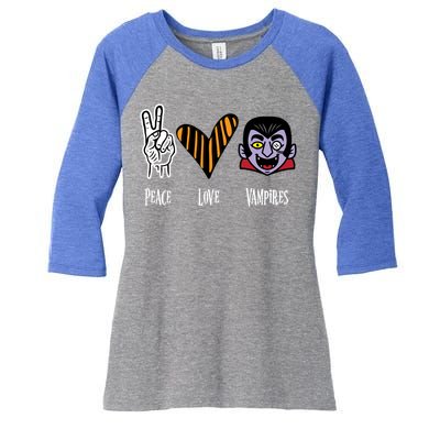 Halloween Vampire Peace Love Halloween Gift Women's Tri-Blend 3/4-Sleeve Raglan Shirt