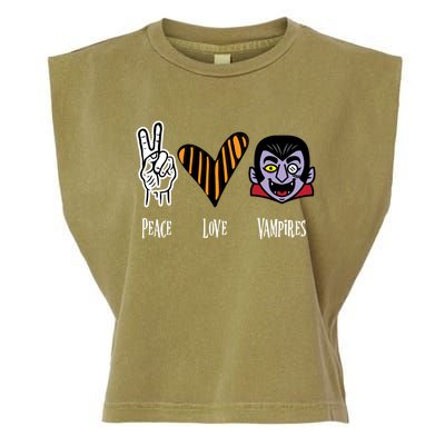 Halloween Vampire Peace Love Halloween Gift Garment-Dyed Women's Muscle Tee