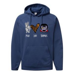 Halloween Vampire Peace Love Halloween Gift Performance Fleece Hoodie