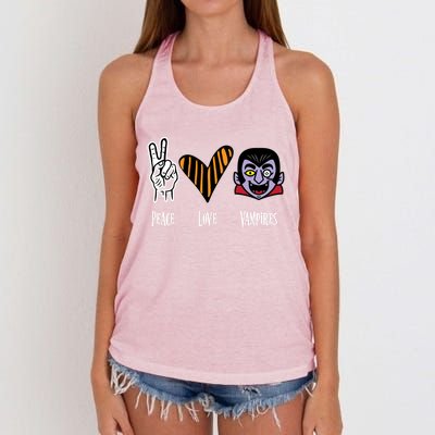 Halloween Vampire Peace Love Halloween Gift Women's Knotted Racerback Tank