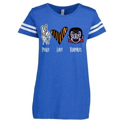 Halloween Vampire Peace Love Halloween Gift Enza Ladies Jersey Football T-Shirt