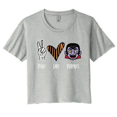 Halloween Vampire Peace Love Halloween Gift Women's Crop Top Tee