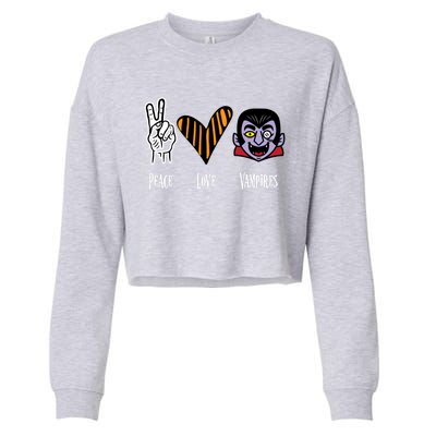 Halloween Vampire Peace Love Halloween Gift Cropped Pullover Crew