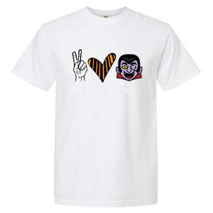 Halloween Vampire Peace Love Halloween Gift Garment-Dyed Heavyweight T-Shirt