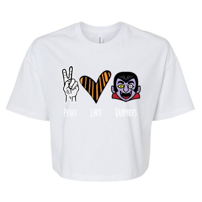 Halloween Vampire Peace Love Halloween Gift Bella+Canvas Jersey Crop Tee