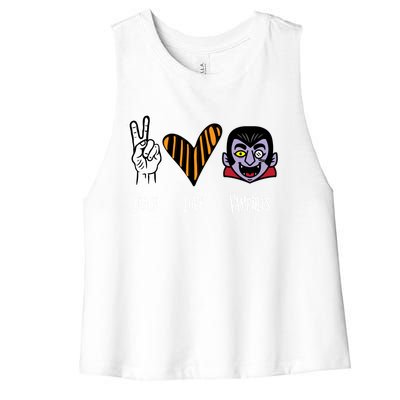 Halloween Vampire Peace Love Halloween Gift Women's Racerback Cropped Tank