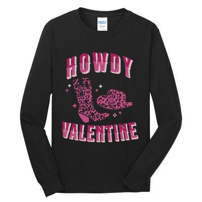 Howdy Valentine Pink Leopard Tall Long Sleeve T-Shirt