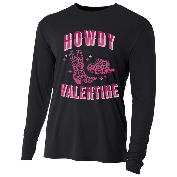 Howdy Valentine Pink Leopard Cooling Performance Long Sleeve Crew