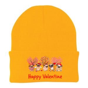 Happy Valentine Pug Dog Pug Dog Heart Tree Lover Pug Knit Cap Winter Beanie