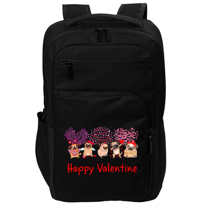 Happy Valentine Pug Dog Pug Dog Heart Tree Lover Pug Impact Tech Backpack