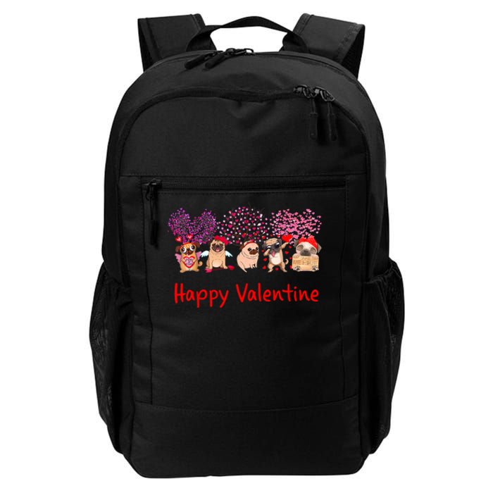 Happy Valentine Pug Dog Pug Dog Heart Tree Lover Pug Daily Commute Backpack