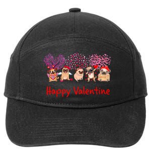 Happy Valentine Pug Dog Pug Dog Heart Tree Lover Pug 7-Panel Snapback Hat