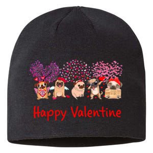 Happy Valentine Pug Dog Pug Dog Heart Tree Lover Pug Sustainable Beanie