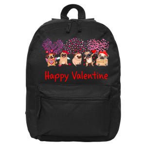 Happy Valentine Pug Dog Pug Dog Heart Tree Lover Pug 16 in Basic Backpack