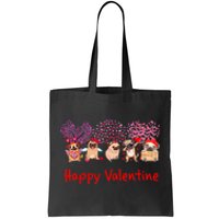 Happy Valentine Pug Dog Pug Dog Heart Tree Lover Pug Tote Bag