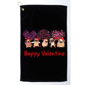 Happy Valentine Pug Dog Pug Dog Heart Tree Lover Pug Platinum Collection Golf Towel